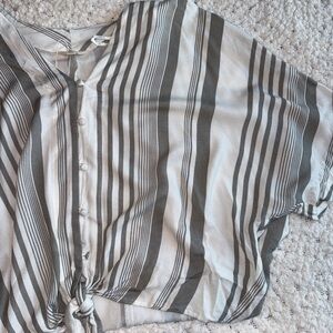 Elegant Gray Striped Button-Down Shirt